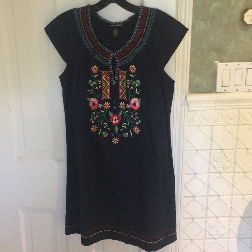 Lucky Brand embroidered cap sleeve dress